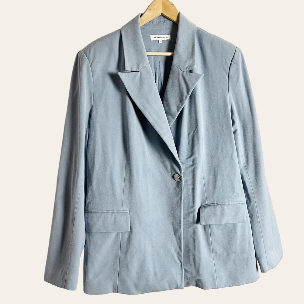 WeWoreWhat Light Blue Peak Lapel Women’s Blazer Jacket Size Medium
